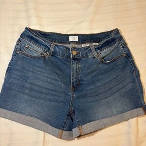 Time and Tru Medium Blue Denim Roll-Cuff Jean Shorts